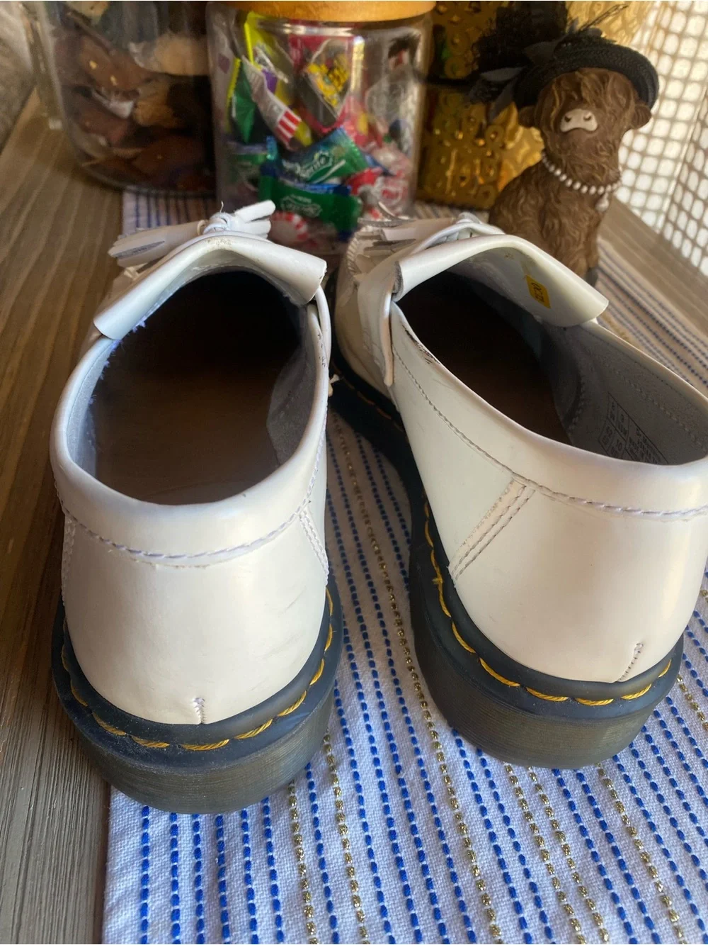 Dr. Martens White Tassel Loafer Leather Slip On Comfort Flats Round Toe Size 9